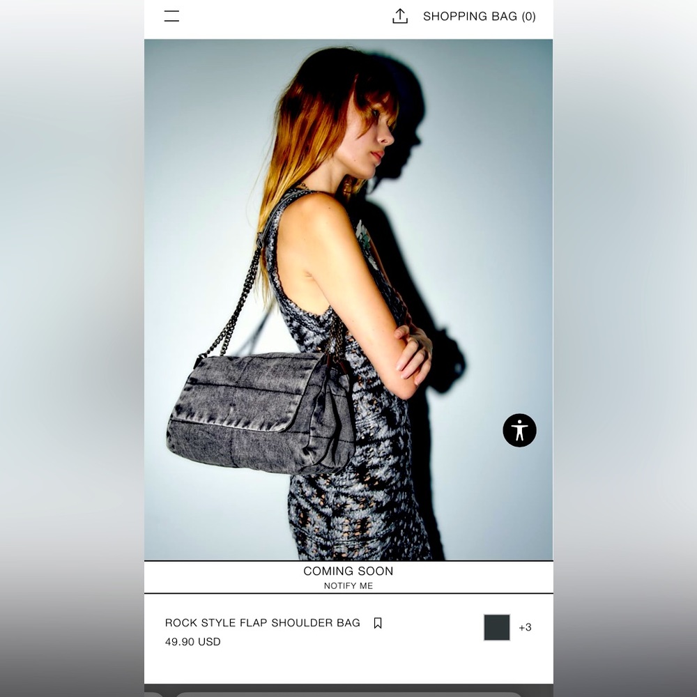 ZARA rock style flap shoulder bag NWOT